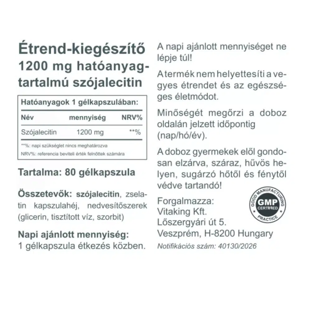 Vitaking Szója Lecitin lágyzselatin kapszula - 80db - Image 2