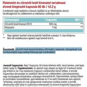 Dr. Herz Melatonin 1 mg + Citromfű levél kivonat kapszula - 60db - Image 2