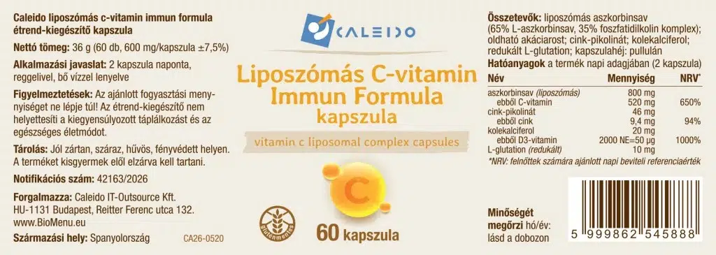 Caleido Liposzómás C-vitamin Immun Formula kapszula - 60db - Image 2