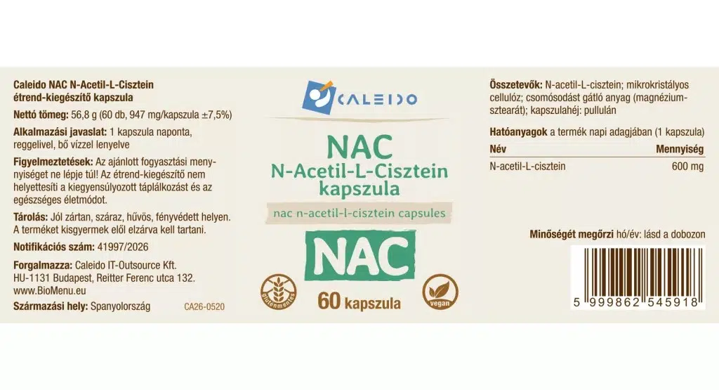 Caleido NAC N-acetil-L-cisztein kapszula - 60db - Image 2